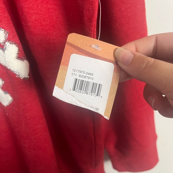 Anneliese Red White Graphic Women's Embroidered Football Sweater size 2X - Picture 4 of 7